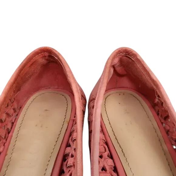 Report Shoes Womens 7 Flats Slip On Woven Peep Toe Ruffle Embellished Fashion - Picture 15 of 16